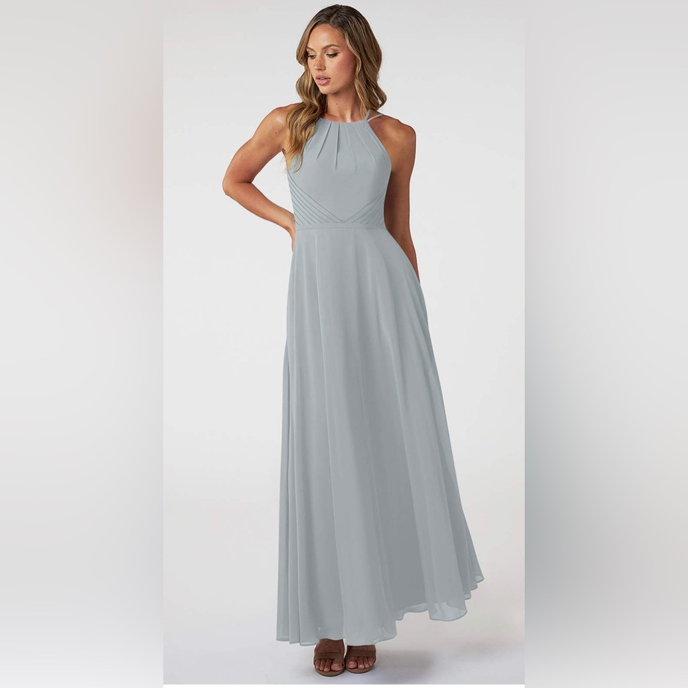Azazie Melinda Silver dress with pockets
